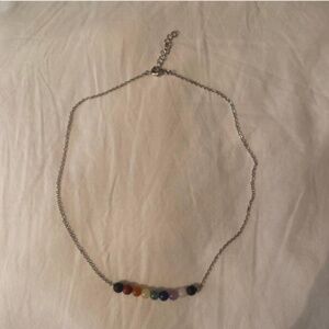 Silver and multi-coloured crystal necklace #crystaljewellery